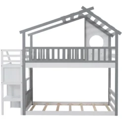 House Shape Twin-Over-Twin Double Bunk Bed With Storage Stairs - ModernLuxe -ModernLuxe GUEST 140549b4 5811 483d 9e9b 4ec896e45839