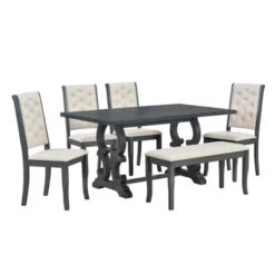 6 PCS Retro Dining Set With Unique-designed Table And Upholstered Chair-ModernLuxe 18 6 PCS Retro Dining Set With Unique-designed Table And Upholstered Chair-ModernLuxe -ModernLuxe GUEST 144b2e82 beff 4f59 aab3 7cc9f823a4d3