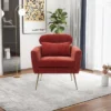 29.5" Modern Chenille Accent Armchair With Gold Metal Legs And Throw Pillow - ModernLuxe -ModernLuxe GUEST 148ce1d1 ffd7 497d 8aee 085a0f8bd656