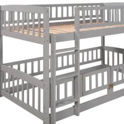 Twin Over Twin Wood Low Bunk Bed With Slide And Ladder-ModernLuxe -ModernLuxe GUEST 149ca007 f9a1 4ac3 ac1e 0a90853fb6af
