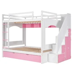 Full Over Full Bunk Bed With Trundle, Stairs, Ladders And Storage Cabinet-ModernLuxe -ModernLuxe GUEST 14a38407 75fc 45e1 b3cf 6aa08ffcb04f