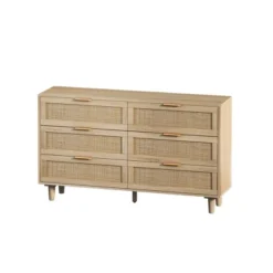 6-Drawer Rattan Dresser For Living Room And Bedroom, Natural - ModernLuxe -ModernLuxe GUEST 14dfb5e8 1b48 47d6 995e 7335ca718fd9