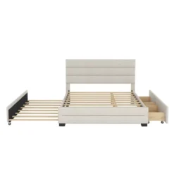 Queen Size Upholstered Platform Bed With Twin Size Trundle Bed And Two Drawers-ModernLuxe -ModernLuxe GUEST 1505528f 4d3c 455a 86be e9f3fb211e56