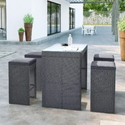 5-piece Patio Rattan Bar Dining Table Set With 4 Stools-ModernLuxe 27 5-piece Patio Rattan Bar Dining Table Set With 4 Stools-ModernLuxe -ModernLuxe GUEST 150b4cbb 034c 433d 8726 a464b5865f2f