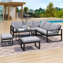 Industrial Style Outdoor Sofa Combo Set With 2 Loveseats, 1 Single Sofa, 1 Table And 2 Ottomans - ModernLuxe -ModernLuxe GUEST 1565a565 c223 47e8 82b1 19c7f4ac1610