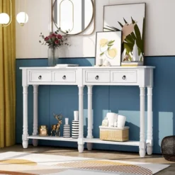 Rectangular Console Table With Drawers And Long Shelf-ModernLuxe 17 Rectangular Console Table With Drawers And Long Shelf-ModernLuxe -ModernLuxe GUEST 15c48006 55b6 4430 aae0 9847e7792152