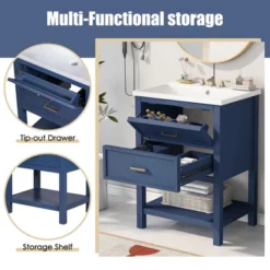24" Bathroom Vanity With Top Sink And 2 Drawers, Blue - ModernLuxe -ModernLuxe GUEST 1686e7bf de28 4e1d a36b 7e7f632f494e