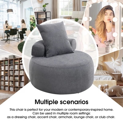 Modern Chenille Accent Reading Chair, High-Stretch Round Lounge Sofa-ModernLuxe 5 Modern Chenille Accent Reading Chair, High-Stretch Round Lounge Sofa-ModernLuxe - Image 3