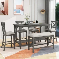 6-Piece Counter Height Dining Table Set Table With 4 Chairs And 1 Benchs - ModernLuxe 14 6-Piece Counter Height Dining Table Set Table With 4 Chairs And 1 Benchs - ModernLuxe -ModernLuxe GUEST 18b74b67 d6fb 42c7 b791 ec947ccbe161