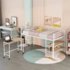 Twin Size Metal Loft Bed With Desk And Shelves - ModernLuxe -ModernLuxe GUEST 192f50b5 646d 4f8a 8cb9 3181b4694bf9