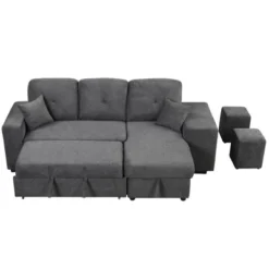 95" Pull Out Sleeper Sofa, Reversible L-Shape Sectional Couch With Storage Chaise And 2 Stools-ModernLuxe -ModernLuxe GUEST 19475514 199f 4253 a099 74c5cddc0c85