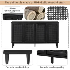 60" Generous Storage Sideboard With Faux Rattan Door - ModernLuxe -ModernLuxe GUEST 1956d586 e08e 4eb5 9fa1 d1ae95bd3acc