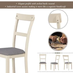 5 Piece Industrial Dining Table Set Wooden Kitchen Table And 4 Chairs, Cottage White - ModernLuxe -ModernLuxe GUEST 1a161b86 43b5 47fd 9ddc fed0faa1917b