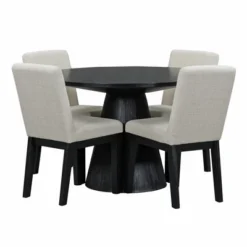 5 PCS Dining Table Set, Retro Round Table With 4 Upholstered Chairs-ModernLuxe 20 5 PCS Dining Table Set, Retro Round Table With 4 Upholstered Chairs-ModernLuxe -ModernLuxe GUEST 1a784d09 e1df 4442 b44a 371b65a7d4ba