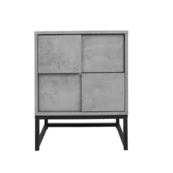 Modern Nightstand With Geometric Elements, Bedside Table With 2 Drawers, Cement Gray-ModernLuxe -ModernLuxe GUEST 1ac01002 2adb 40e2 ac9d 7ae1f2470ab6