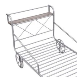 Twin Size Metal Car Bed With Four Wheels, Guardrails And X-Shaped Frame Shelf - ModernLuxe -ModernLuxe GUEST 1aeaee9d 712e 4abf 97b1 fba0980467c0