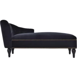 58" Velvet Chaise Lounge, Button Tufted Right Arm Facing Sleeper Lounge Chair With Nailhead Trim & Solid Wood Legs Black-ModernLuxe -ModernLuxe GUEST 1b13a4ff e796 4df5 9f64 086b3286013b