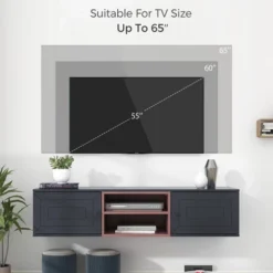 Wall Mounted Floating TV Stand For TVs Up To 65'' With Adjustable Shelves And Magnetic Cabinet Door-ModernLuxe -ModernLuxe GUEST 1cc58d54 c2eb 4658 85cb b9f16e564cd2