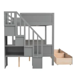 Twin Over Full Bunk Bed With Shelves, Storage Staircase And 2 Drawers - ModernLuxe -ModernLuxe GUEST 1d349b94 af69 4253 9de8 6e5aeba542f8