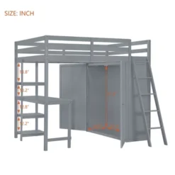 Full/ Twin Size Loft Bed With Wardrobe, Desk And Shelves-ModernLuxe -ModernLuxe GUEST 1d635584 b170 4bce 801b c2607904ac76