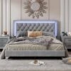 Queen Size Velvet Upholstered Platform Bed Frame With LED Lights And Tufted Headboard-ModernLuxe -ModernLuxe GUEST 1d63c884 38c5 42d8 96b7 41ba3763c50c