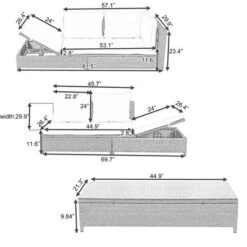 3 PCS Outdoor Rattan Patio Sectional Sofa Set With Adjustable Chaise Lounge Frame And Tempered Glass Table-ModernLuxe -ModernLuxe GUEST 1e60cb02 9e06 48e2 b481 ccdff42e91e8
