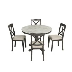 5-Piece Dining Set With Solid Wood Table And 4 Chairs, Gray - ModernLuxe -ModernLuxe GUEST 200a8661 24c6 4b3b a1da de6e4bb20848