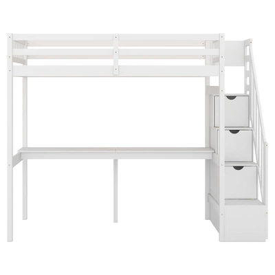 Twin Size Loft Bed With Storage Staircase And Built-in Desk-ModernLuxe 5 Twin Size Loft Bed With Storage Staircase And Built-in Desk-ModernLuxe - Image 3