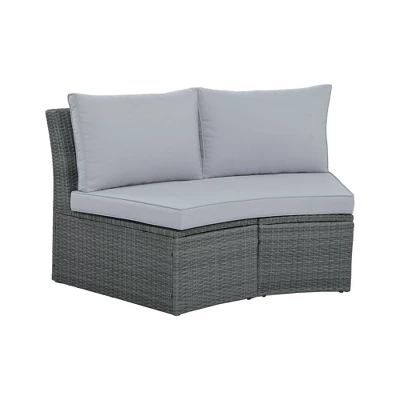 10 PCS Patio PE Rattan Half Round Conversation Set, Outdoor All-weather Wicker Sectional Sofa Set, Light Gray-ModernLuxe 11 10 PCS Patio PE Rattan Half Round Conversation Set, Outdoor All-weather Wicker Sectional Sofa Set, Light Gray-ModernLuxe - Image 9