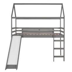 House Shape Twin Size Loft Bed With Slide, Gray - ModernLuxe -ModernLuxe GUEST 20cd095e 3126 4a5e b4ff 2d77b85a2768