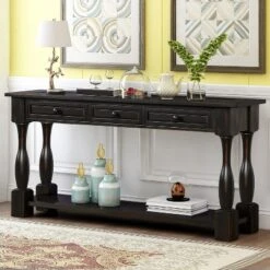 64"L Extra-thick Console Table With Drawers And Shelf-ModernLuxe -ModernLuxe GUEST 21993d71 fc87 4dd1 a1b3 0d7b80710268