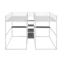 Double Twin Over Twin Size Metal Bunk Bed With Desk, Shelves And Storage Staircase-ModernLuxe -ModernLuxe GUEST 226beb20 4da8 4f8b b5f3 a7f93563a1f8