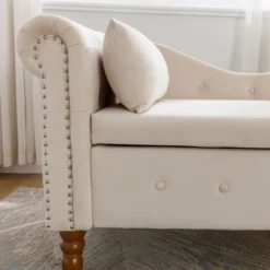 Bedroom Velvet Chaise Longue With Storage, Pillow And Nailhead Accents - ModernLuxe -ModernLuxe GUEST 22c0fac1 d717 4a0b 8568 e695acfd3564