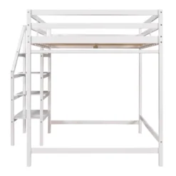 Full Size Loft Bed With Staircase And Safety Guardrails Gray/White-ModernLuxe 22 Full Size Loft Bed With Staircase And Safety Guardrails Gray/White-ModernLuxe -ModernLuxe GUEST 232b8b5b 0499 4757 b8a7 832722695bb8