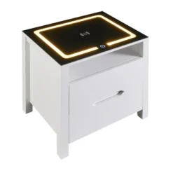 Multifunctional Storage Nightstand With Wireless Charging, Adjustable LED Light, 2 Drawers And 1 Open Shelf - ModernLuxe -ModernLuxe GUEST 23b8086c 97f1 4fdf 9561 09208afc1b5e