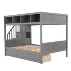 Twin Over Full Bunk Bed With Shelves, Storage Staircase And 2 Drawers - ModernLuxe -ModernLuxe GUEST 23bba97c 141f 4d44 85ea 83b98068e034