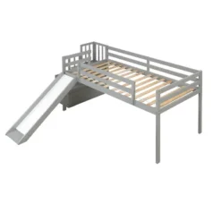 Twin Size Loft Bed With Staircase, Safety Guardrails And Slide-ModernLuxe -ModernLuxe GUEST 23e03862 e8e6 471f b151 44c16308d0ec