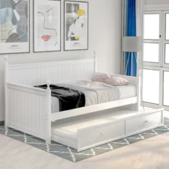 Twin Size Wood Daybed With Trundle Bed-ModernLuxe -ModernLuxe GUEST 243f64cd e87f 4eb5 a513 e753a79ebf0c