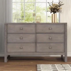 Rustic Wooden Dresser With 6 Drawers, Storage Cabinet For Bedroom - ModernLuxe