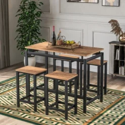 Modernluxe 5-Piece Kitchen Counter Height Table Set With 4 Chairs-Industrial 18 Modernluxe 5-Piece Kitchen Counter Height Table Set With 4 Chairs-Industrial -ModernLuxe GUEST 25008ffc 6c31 422d 844a 74675b20c466