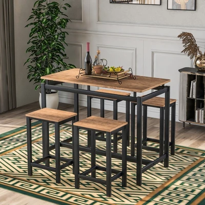 Modernluxe 5-Piece Kitchen Counter Height Table Set With 4 Chairs-Industrial 10 Modernluxe 5-Piece Kitchen Counter Height Table Set With 4 Chairs-Industrial - Image 8