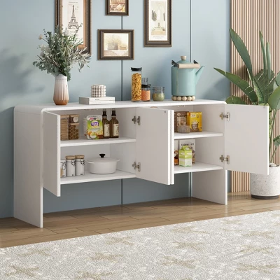 Minimalist Style 60" Sideboard With 4 Doors And Rebound Device For Living Room And Entryway-ModernLuxe 3 Minimalist Style 60" Sideboard With 4 Doors And Rebound Device For Living Room And Entryway-ModernLuxe