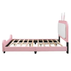 Full/Twin Size Upholstered Rabbit-Shape Princess Platform Bed, White+Pink-ModernLuxe -ModernLuxe GUEST 25553d38 76bc 4491 9d7a d174549efe44