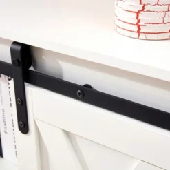 46.9'' Wooden Storage Cabinet With Two Sliding Barn Doors - ModernLuxe -ModernLuxe GUEST 25bfbe65 ace1 46c7 975b 307833bc16ea