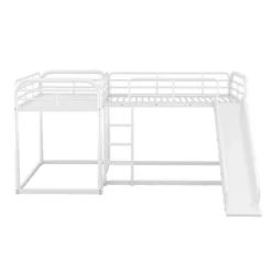Full And Twin Size L-Shaped Metal Bunk Bed With Slide And Ladder-ModernLuxe -ModernLuxe GUEST 25cc18e8 dd21 4988 9a3d 44cc21e38fd1