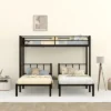 Twin Over Twin Metal Triple Bunk Bed With Ladder, Black-ModernLuxe -ModernLuxe GUEST 25d2bcc1 721b 4151 9256 af2706559846
