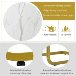 5 PCS Round Dining Table Set With Faux Marble Dining Table And Metal Legs, White-ModernLuxe -ModernLuxe GUEST 2616b7f8 f304 4c3f 9fe9 b4fd5d3dcc31