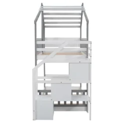 House Shape Twin-Over-Twin Double Bunk Bed With Storage Stairs - ModernLuxe -ModernLuxe GUEST 265899e6 f3f9 4bcc aa20 b9d4834bd355