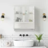 23.62" Glass Door Wall Cabinet With 2-Tier Enclosed Storage, Open Shelves And Towel Rack, White - ModernLuxe 1 23.62" Glass Door Wall Cabinet With 2-Tier Enclosed Storage, Open Shelves And Towel Rack, White - ModernLuxe -ModernLuxe GUEST 267558c7 83b6 41ed a0df f573b7ab5409