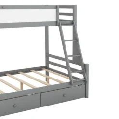 Twin Over Full Bunk Bed With Whiteboard, 3 Hooks And 2 Drawers-ModernLuxe -ModernLuxe GUEST 269690d4 554f 4c9e 898d 1384e12ef9c3